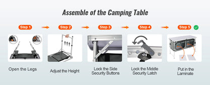 SucceBuy Camping Kitchen Table Quick set-up Folding Camping