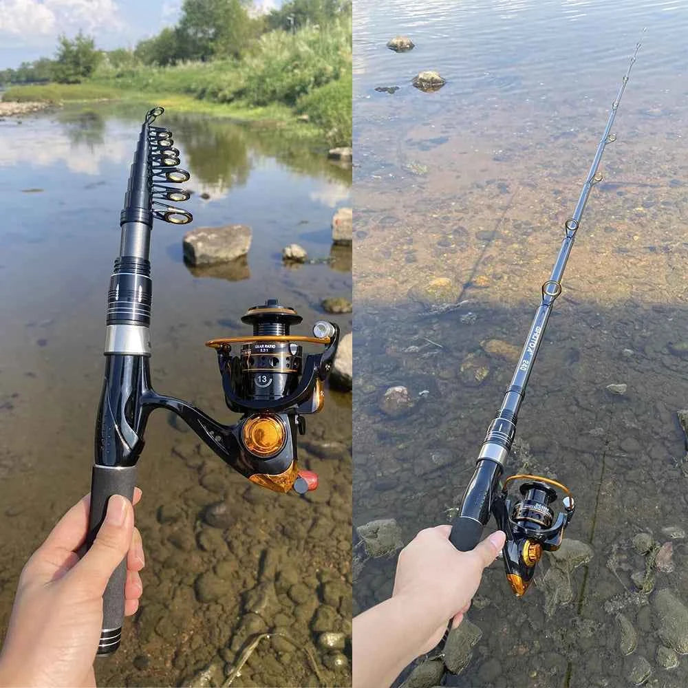 1.5/1.8/2.1/2.4M Fishing Rod Reel Set Ultra Light Carbon Fiber Rod and 5.2:1 Gear Ratio Reel Travel Sea Freshwater Fishing Set