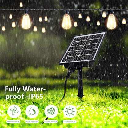 100FT Solar Outdoor String Lights IP65 Waterproof Patio Lights,