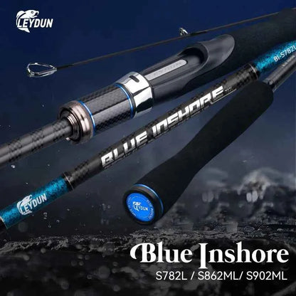 BLUE INSHORE Fishing Rods Inshore Breakwater Bass Rod S782L S862ML S902ML Saltwater Light Fast 2 Section Spinning Rods