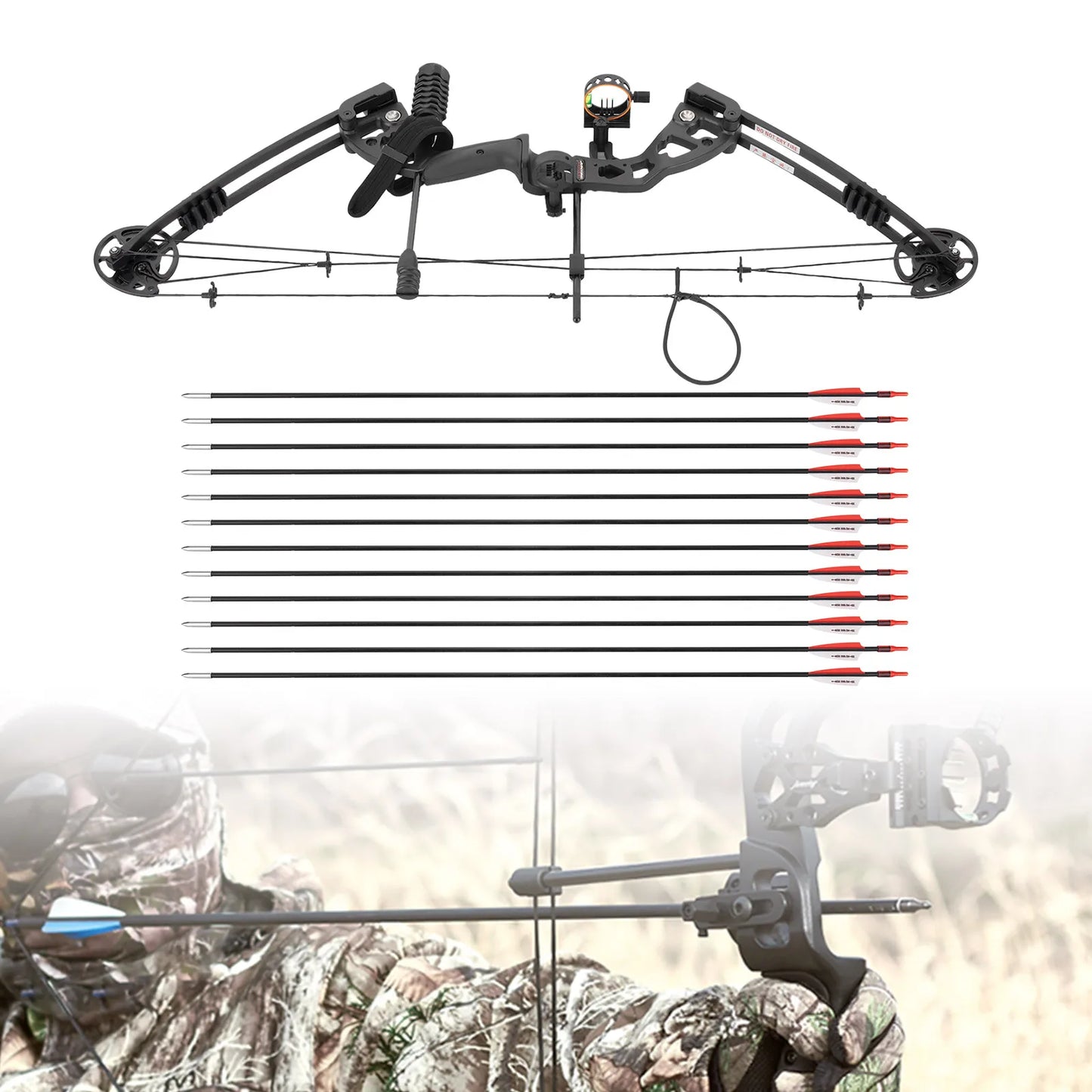 Right Handed Compound Bow Kit   with 12 Arrows 30-55lbs Adjustable