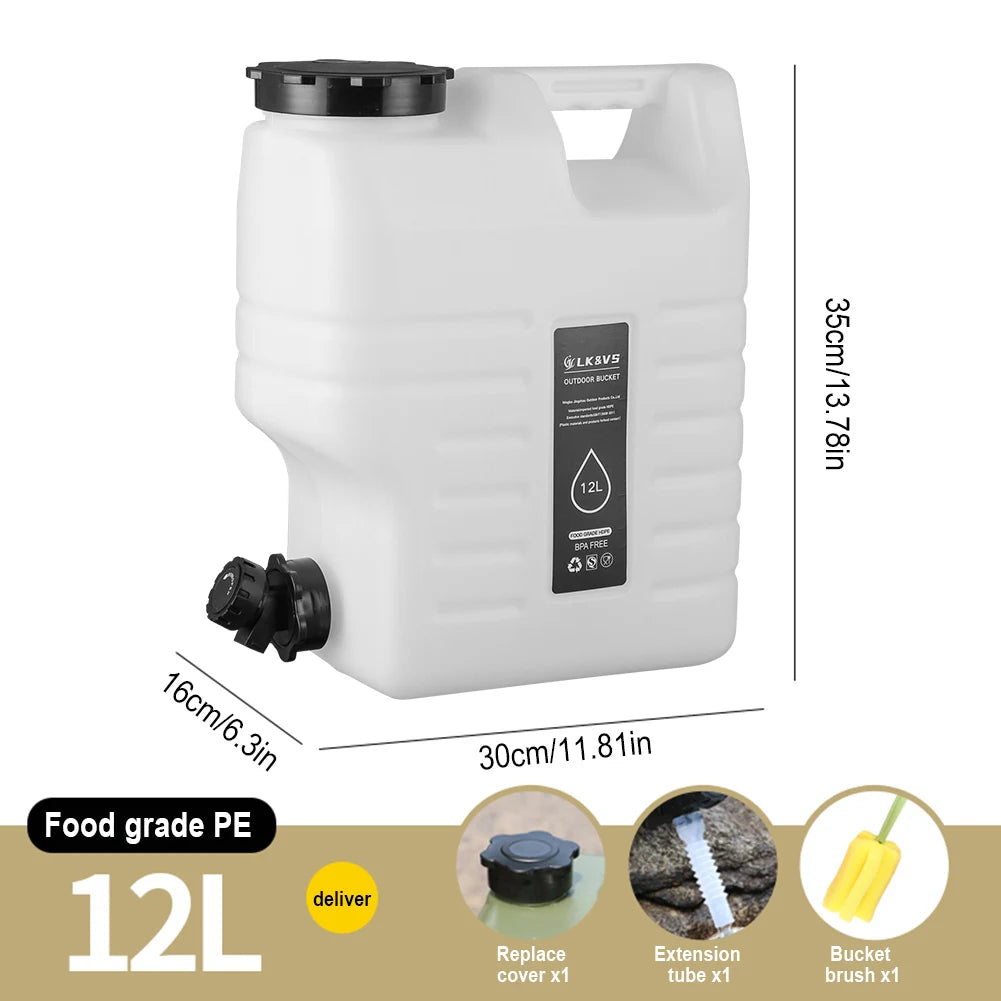 10/11/12L Drinking Water Container with Spigot Leakproof Camping Water Tank Large Capacity