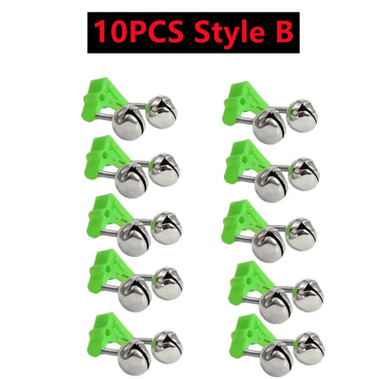 10-1PC Fishing Bite Alarms Fishing Rod Bells Tip Clip Bells Ring Green ABS