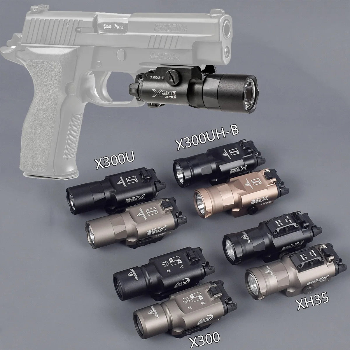 Tactical SureFire LOGO X300 Ultra XH35 X300UH-B Weapons Gun Light Lanterna Torch For Airsoft Pistol G17 G18 G19 G22 20mm Rail