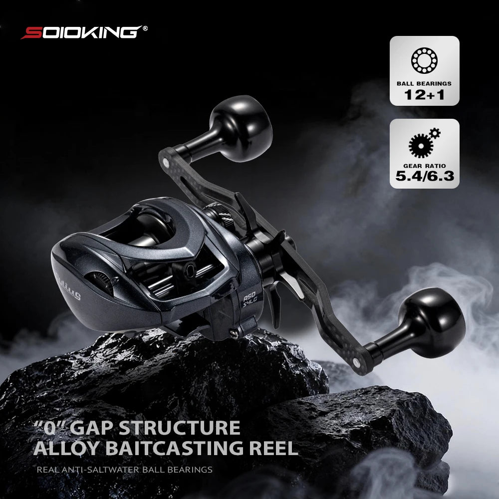 SOLOKING ASHMOON Alloy Baitcasting Reel 12+1BB 6KG Power Long Handle
