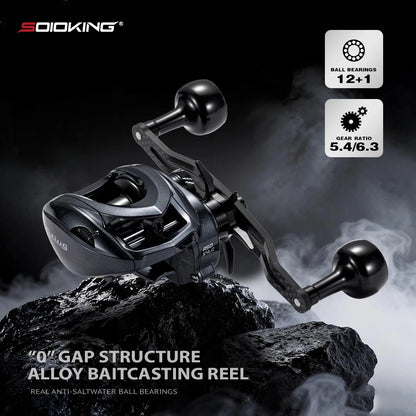 SOLOKING ASHMOON Alloy Baitcasting Reel 12+1BB 6KG Power Long Handle