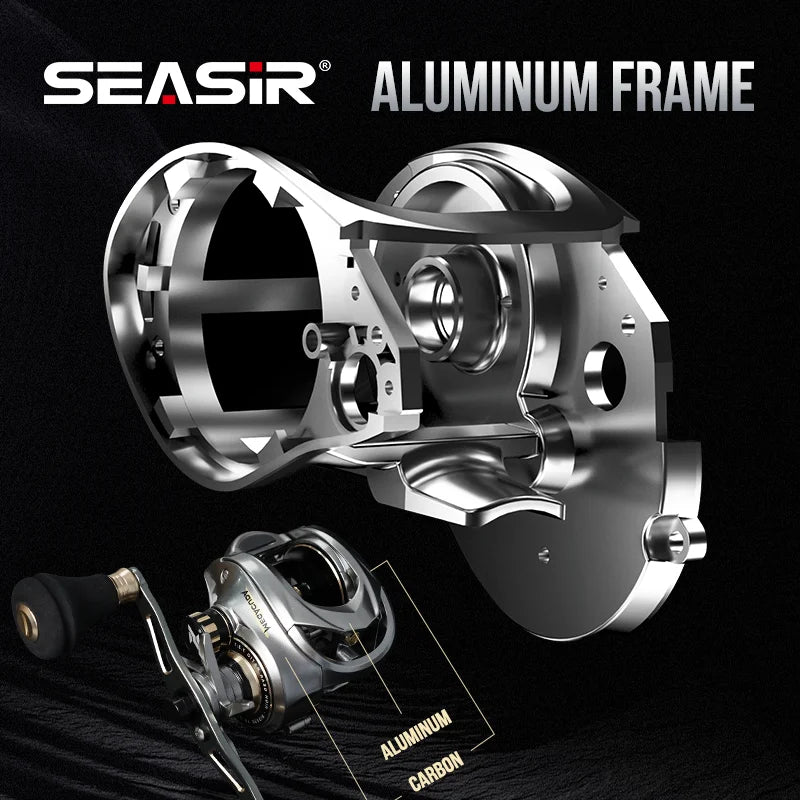 Seasir Megacuda Baitcasting Reel Drag 15KG Deep Spool 6.5:1 Aluminum Frame Carbon Side Double Handle