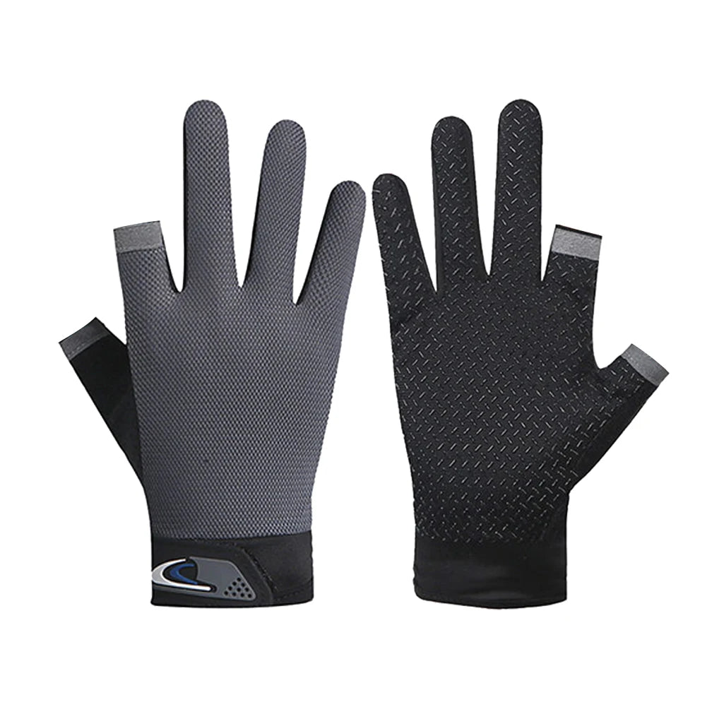 1 Pair Protective Fishing Gloves 2 Cut Fingers Fingerless Glove Men Women Anti-slip Fishing Wear Pesca Fitness Cycling Glove
