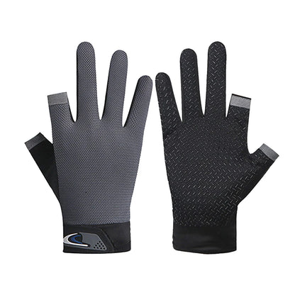 1 Pair Protective Fishing Gloves 2 Cut Fingers Fingerless Glove Men Women Anti-slip Fishing Wear Pesca Fitness Cycling Glove