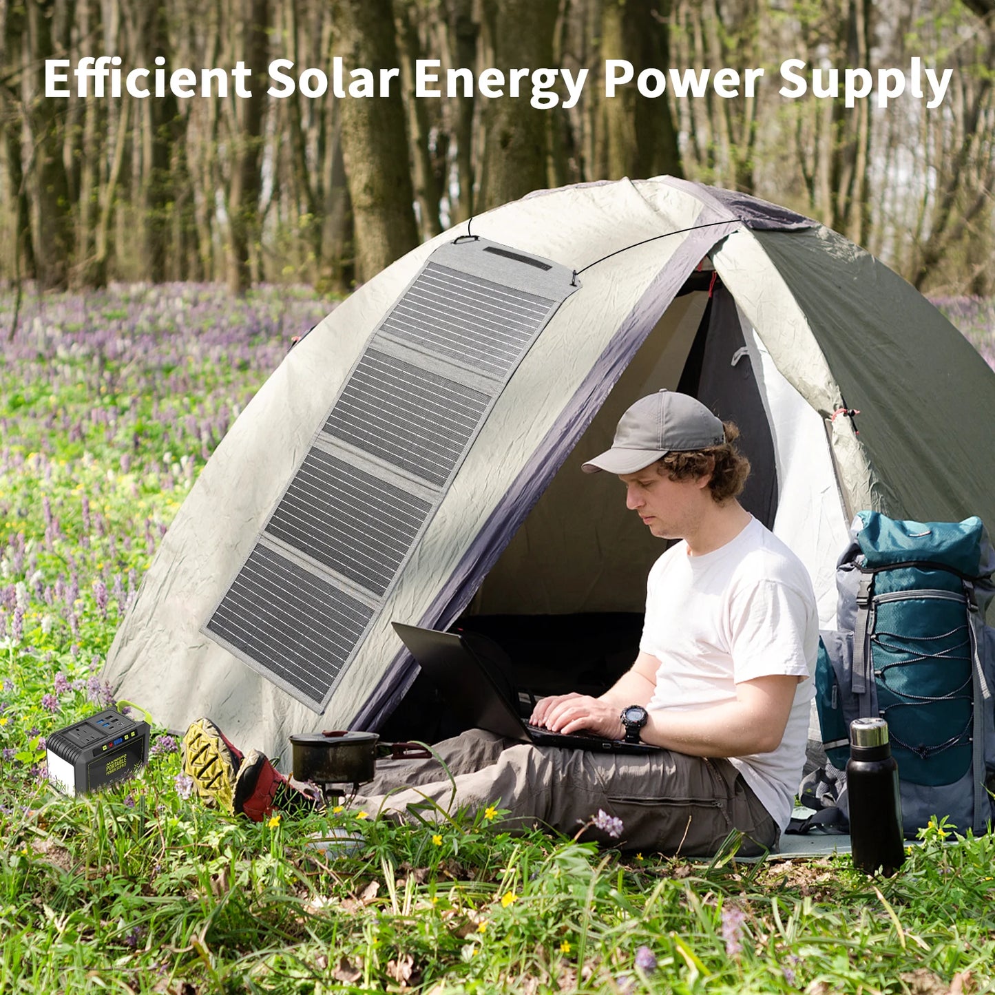 MHPOWOS 40W Foldable Solar Panel 5V USB Portable Battery Charger for Cell Phone Outdoor Waterproof Power Bank for Camping