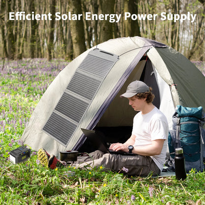 MHPOWOS 40W Foldable Solar Panel 5V USB Portable Battery Charger for Cell Phone Outdoor Waterproof Power Bank for Camping