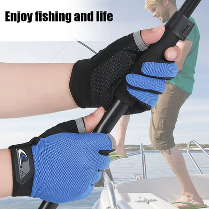 Winter Fishing Gloves 2 Cut Fingers Sport Cycling Mitten Men Women Breathable Anti-slip Antiskid Fishing Wear Outdoor Fishing