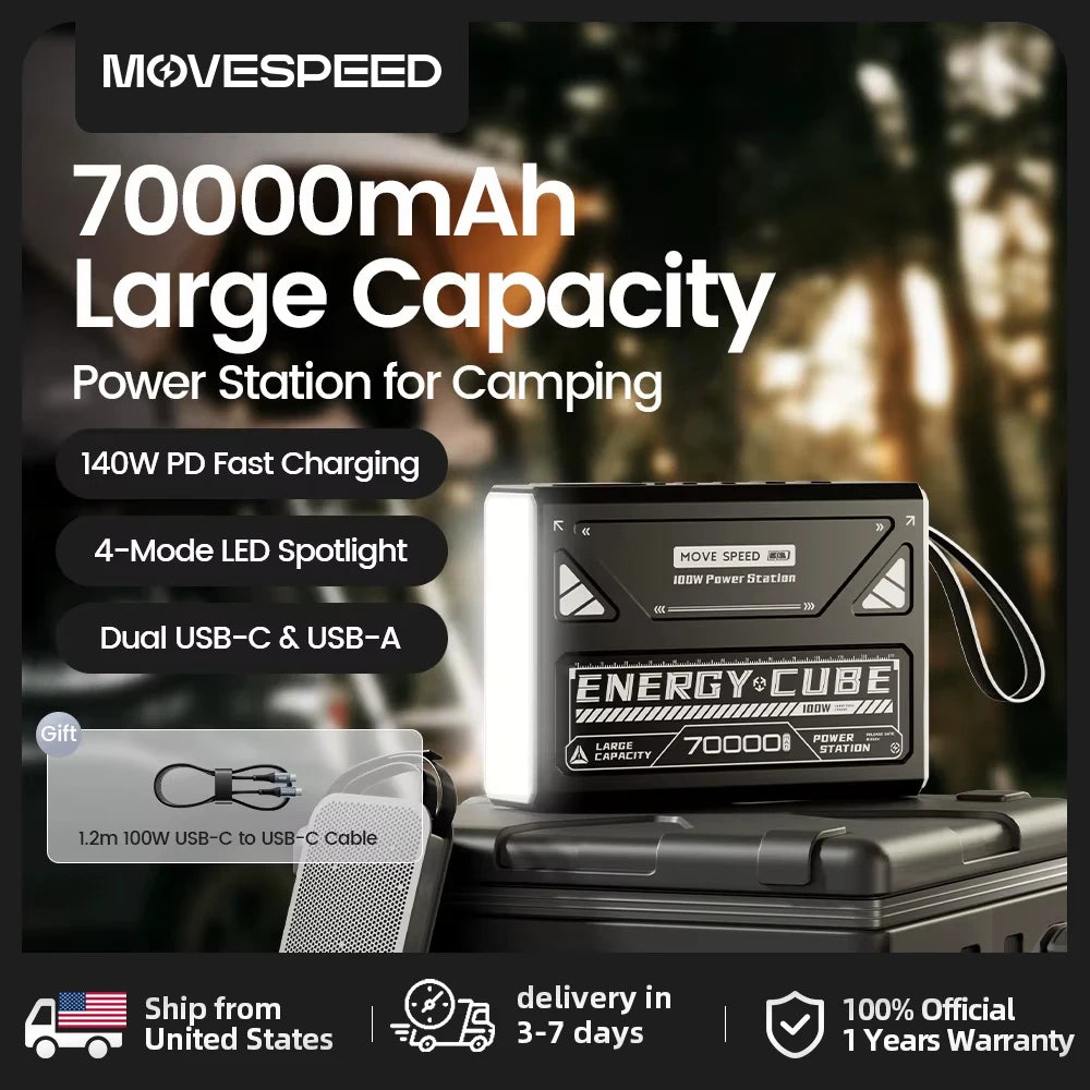 MOVESPEED LED Camping Lantern 70000mAh Large Capacity Battery w/ Rechargeable Lamp