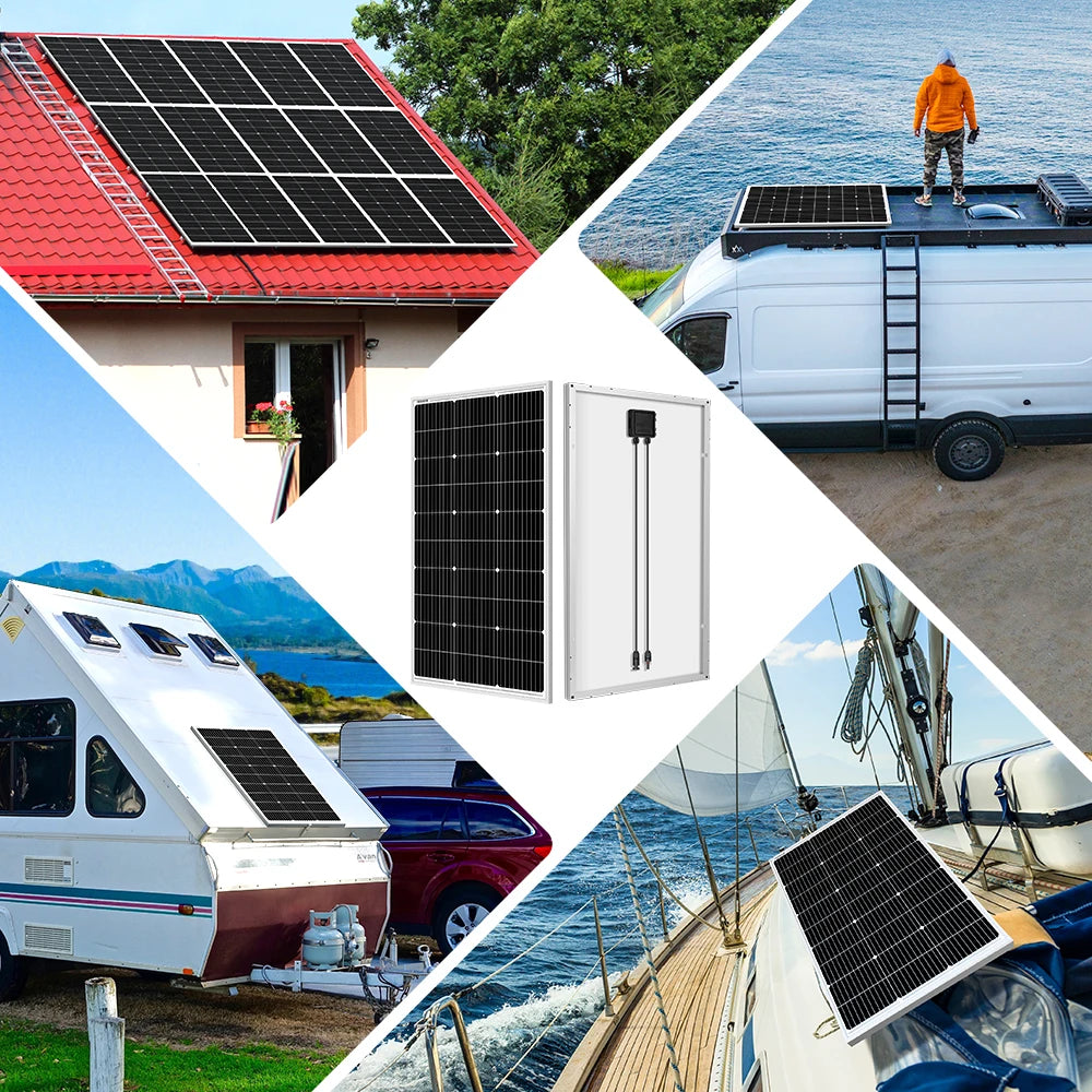 DOKIO 18V 100W Rigid Solar Panel  18V Monocrystalline Silicon Waterproof Solar Panel Charging 12V #DSP-100M Camping/Home/RV