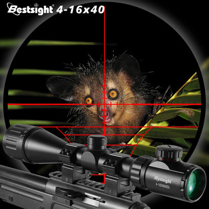 4-16X40 AOE Optics Hunting Riflescope Red&Green Dot Illuminated Sight Rifle Scope Sniper