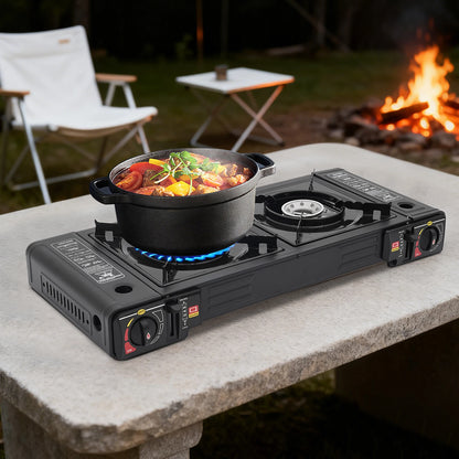 Portable Camping Stove with Storage Case, 2 Burner