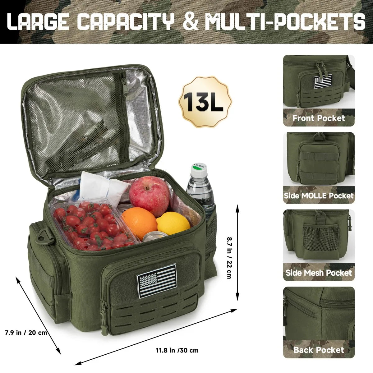 Tactical Lunch Box for Men Outdoor Heavy Duty Lunch Bag Work Leakproof Insulated Durable