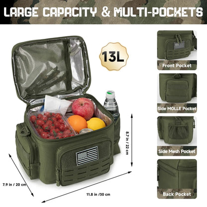 Tactical Lunch Box for Men Outdoor Heavy Duty Lunch Bag Work Leakproof Insulated Durable