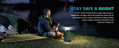 CTOLITY 200W Power Station Camping 192Wh Lifepo4 Power Bank 60000mAh Portable Charger Battery Emergency Power USB TYPE-C Port