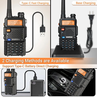 1/2PCS Baofeng M-5R 8W Walkie Talkie Multi Band Type-C Wireless Copy Frequency AM Long Range For UV-5R Two Way Ham Radio