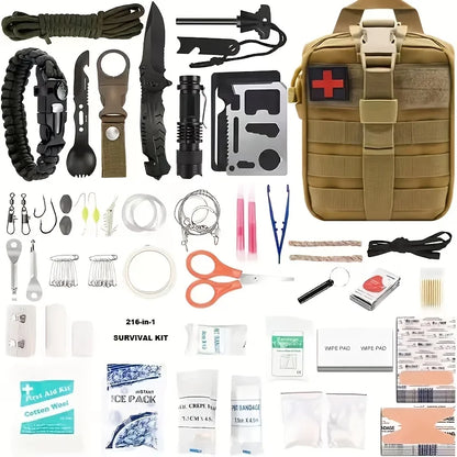 Multi-Functional Tool Backpack Emergency Survival Kit Camping Gear First Aid Supplies