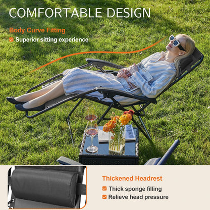 JHK Zero Gravity Portable Recliner  Chair with Cup Holder Trays Adjustable