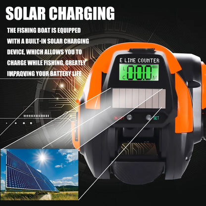 SAMOLLA Fishing Reel USB And Solar Charging Electronic Baitcasting Led Screen 7.2:1 Saltwater Waterproof Cast Drum Wheel Casting