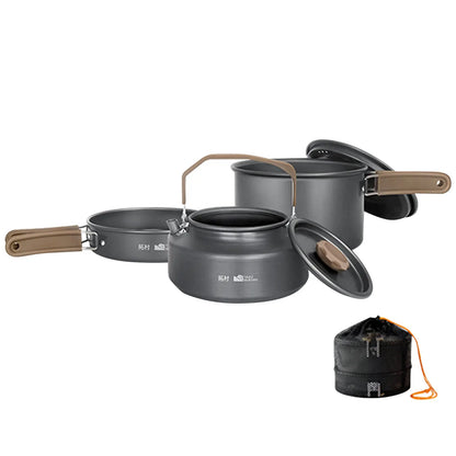 3Pcs Camping Cooking Set Camping Pots and Pans Set Camping Cookware Mess Kit for Backpacking Camping Hiking and Picnic