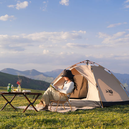 Pakicetus Instant Golden Tent - Portable 3-4 Person Sun & Rain Shelter for Beach & Camping