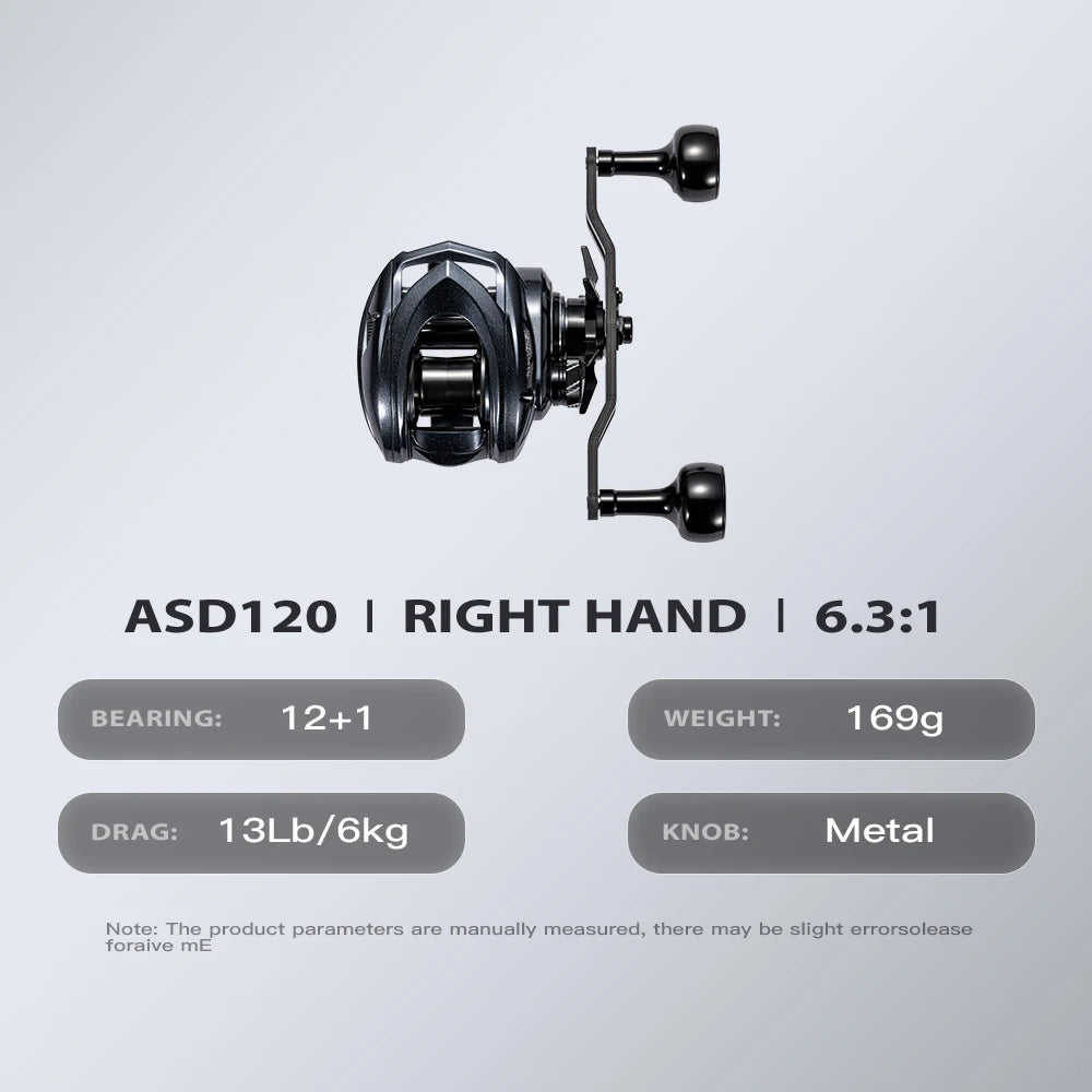 SOLOKING ASHMOON Alloy Baitcasting Reel 12+1BB 6KG Power Long Handle