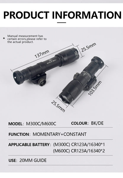 Surefire M600C M600 M300 X300 Ultra Tactical Scout Light Airsoft Rifle Weapons Flashlight Picatinny Mount Hunting for Olight