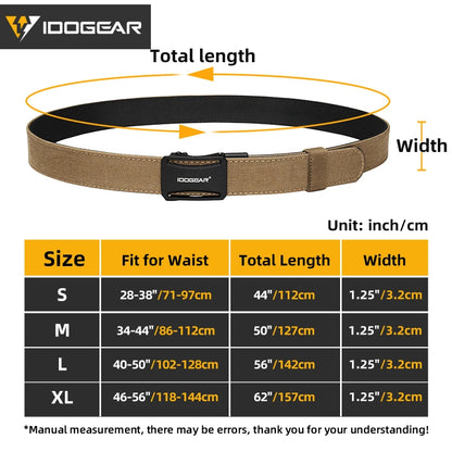 IDOGEAR Tactical Ratchet Belt 1.25” EDC Gun Belt Heavy-Duty Nylon CCW Belts