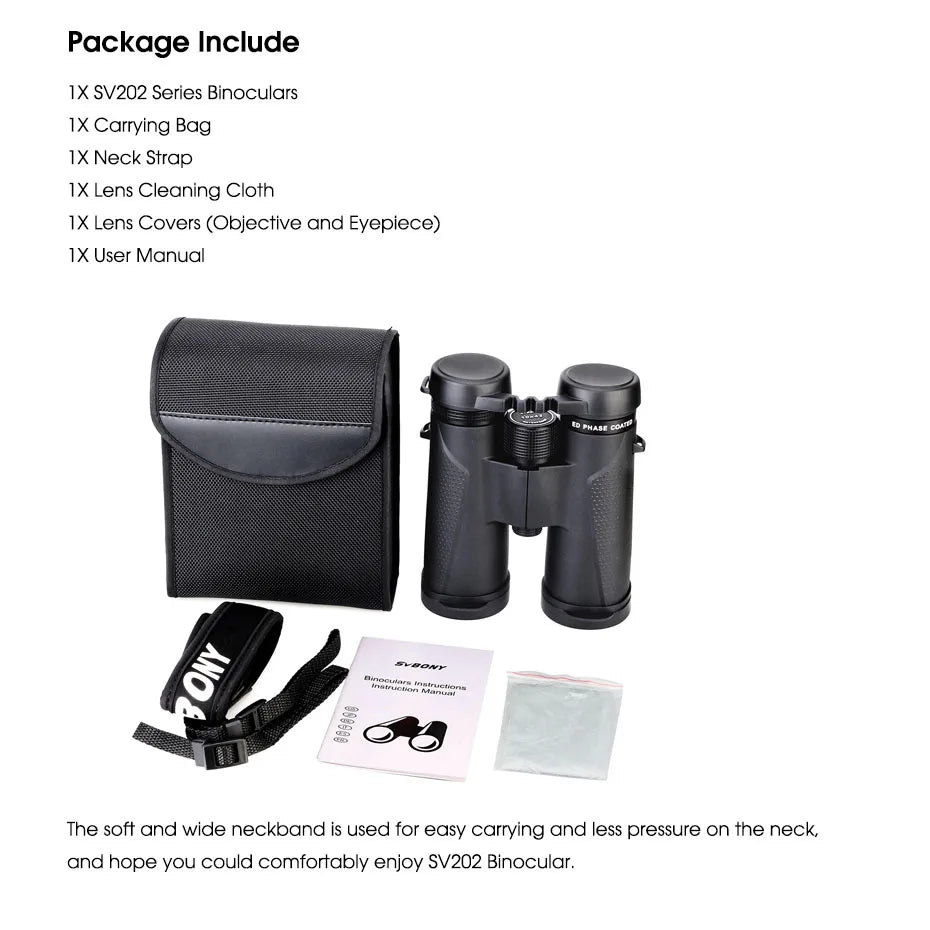 Svbony SV202 8X32/8x42/10x42/10X50 ED Binoculars IPX7 Magnesium Alloy Body long range Binoculars