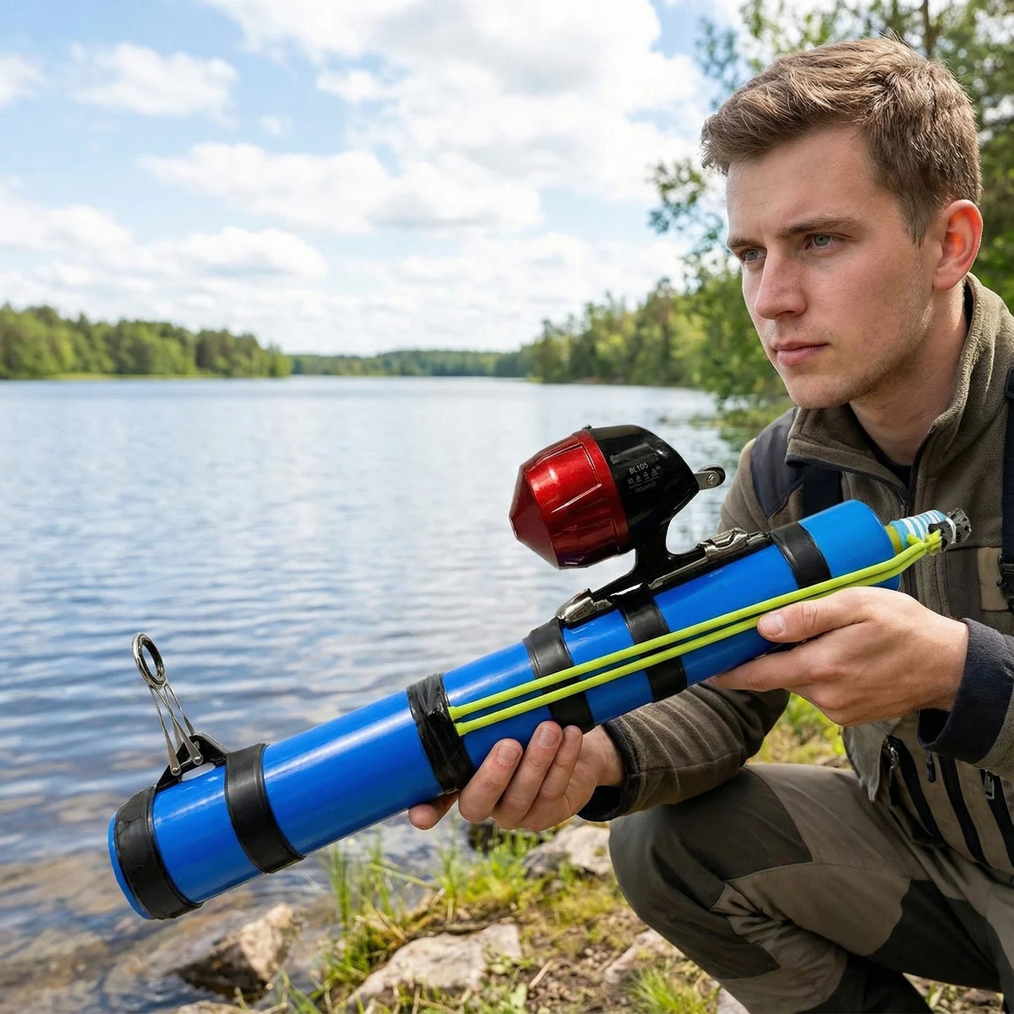 Compact Fishing Catapult Rod Holder Reusable Precise Lure Launcher Fish Bait