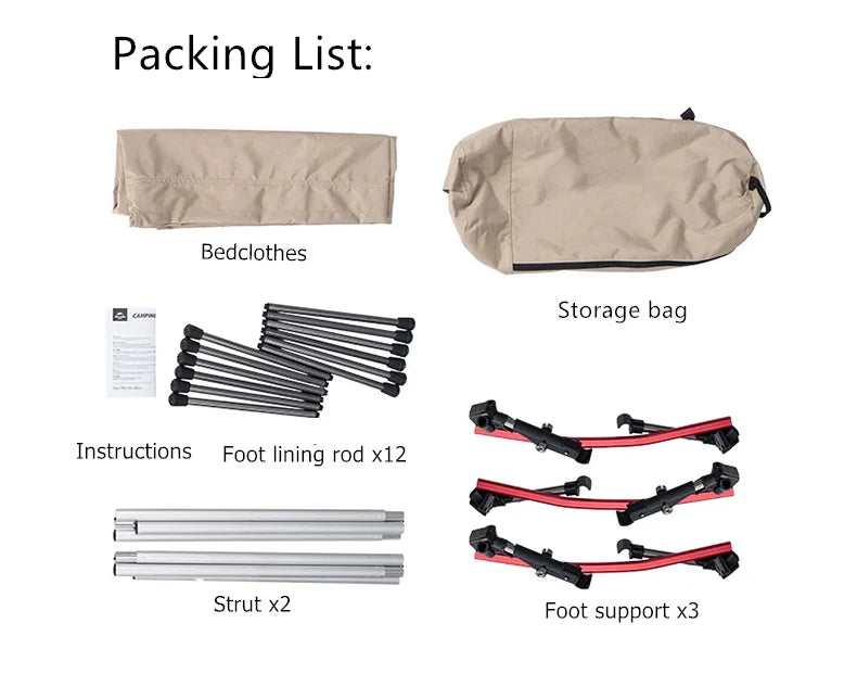 WESTTUNE Camping Cot with Leg Extenders Portable Folding Bed Ultralight Aluminum Alloy