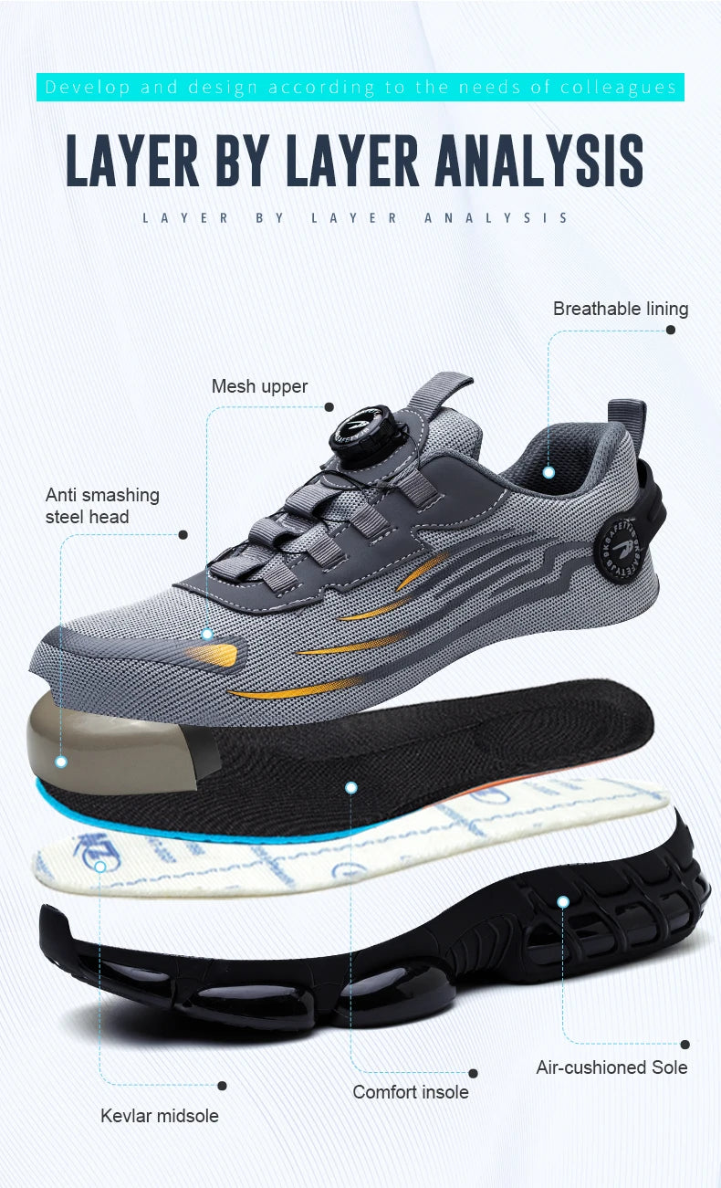 Breathable lace-free soft sole comfortable anti-smash anti-puncture labour insurance shoes