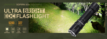 Sofirn SC33 LED Tactical Flashlight XHP70.3 HI  5200lm Powerful 21700 Type C Rechargeable