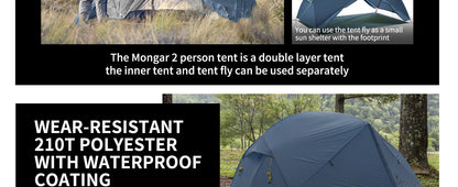 Naturehike Mongar Ultralight Tent 2 Person Waterproof PU3000mm Camping Tent Double Layer
