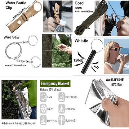 Multi-Functional Tool Backpack Emergency Survival Kit Camping Gear First Aid Supplies