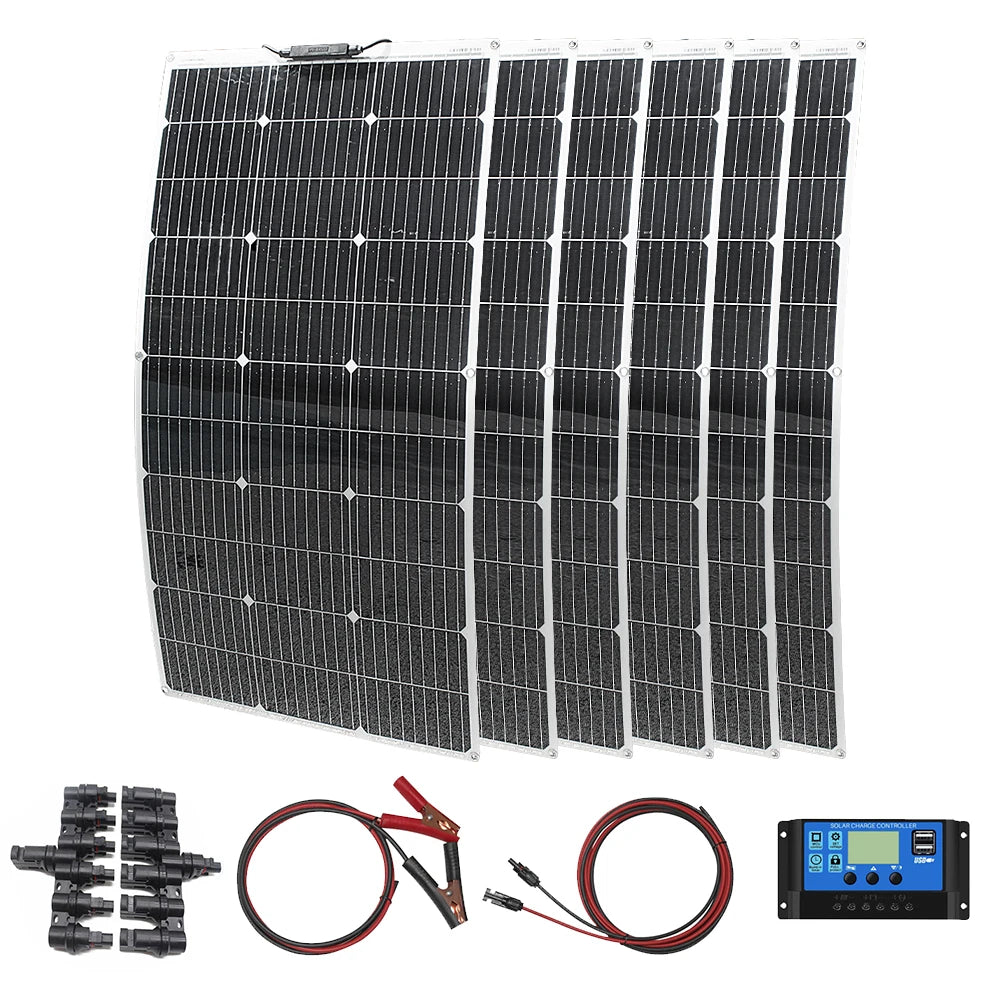 12V Flexible Solar Panel 600W 100W 200W 300W 400W 500W Bendable Waterproof Monocrystalline