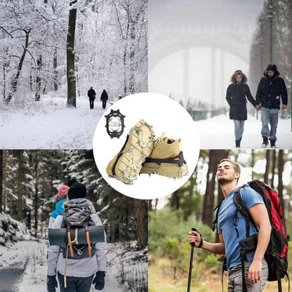 19 Teeth Steel Ice Gripper Spike for Shoes Anti Slip Climbing Hiking Snow Spikes Crampons Cleats Grips Boots Cover crampons