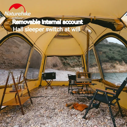 Naturehike Dunes 10.9 Camping Tent 6 People 4 Seasons Dome Extended Canopy Outdoor Waterproof Large  Tent With Chimney Hole