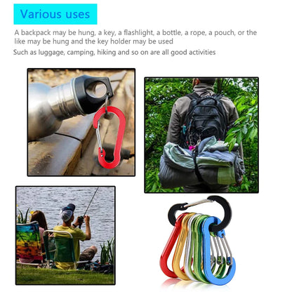 6/12Pcs Aluminum Alloy Carabiner Keychain Outdoor Camping Climbing Hiking Snap Clip Lock Buckle Hook