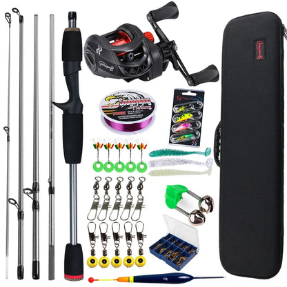 Sougayilang Baitcasting Fishing Rod and Reel Combo 5Section Fishing Rod and 7.2:1 Gear Ratio Reel Full Kit