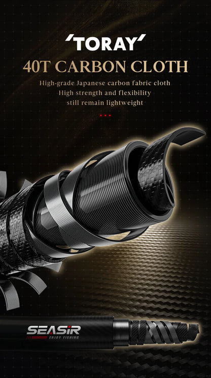 Seasir Stream Spining Baitcasting Fihsing Rods Ultralight Carbon Solid Wood Handle  Fuji A+O 40T Carbon Cloth  Lure Weight 1-10g