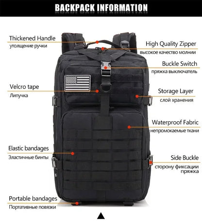 45L Man Hunting Tactical Backpacks Outdoor Traveling Trekking  Bags Outdoor 3P School Pack EDC Molle Pack for Hiking Bag