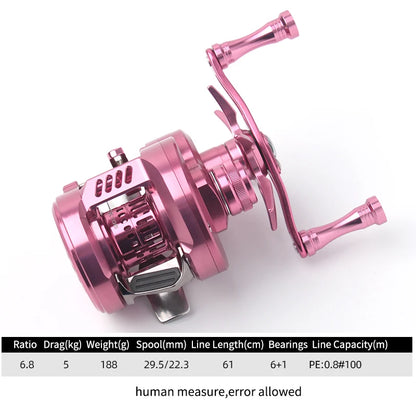 Kawa Fishing Reel Cast Drum Wheel DK100/150/200 Drag 7/15kg Casting Reel12+1BB Weigt 188/203g Metal Body Handle With Rubber Knob