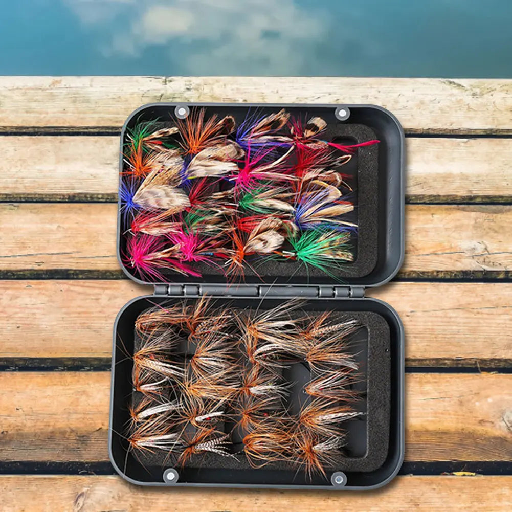 60/41pcs Box Bionic Fly Hook Set Artificial Insect Fishing Baits  with box