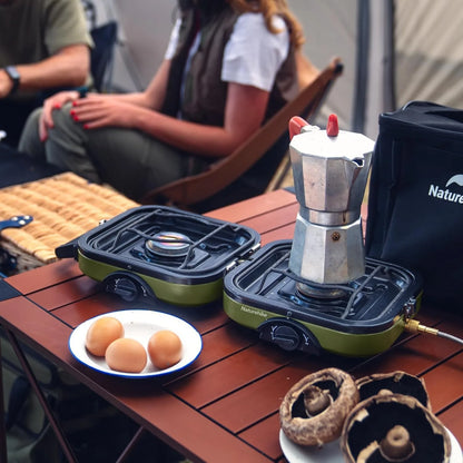 Naturehike 2 Burner Folding Camping Stove Portable Propane Gas Stove with Carry Bag 16000 BTU