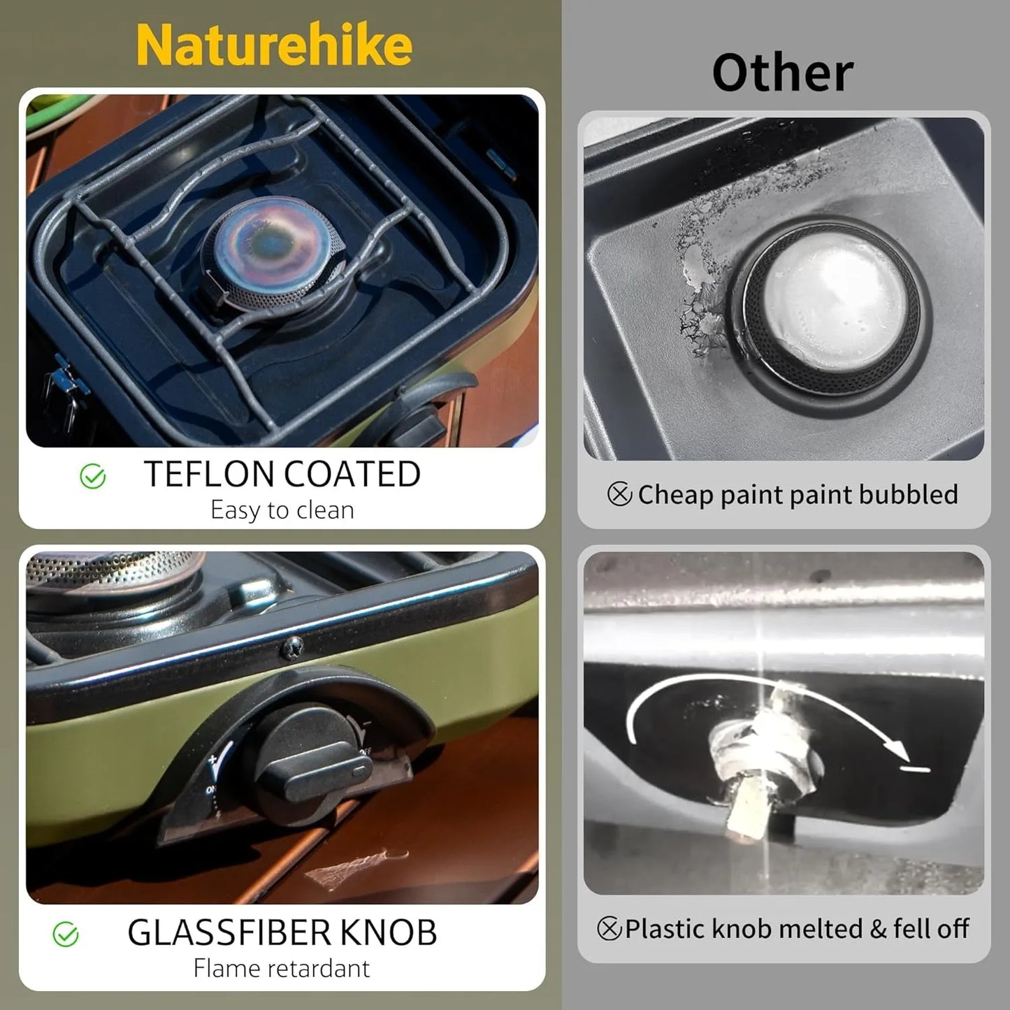 Naturehike 2 Burner Folding Camping Stove Portable Propane Gas Stove with Carry Bag 16000 BTU